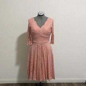 Aonour Lace Long Sleeve Dress Medium Pink